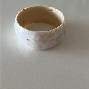 White Mosaic Resin Bangle Bracelet